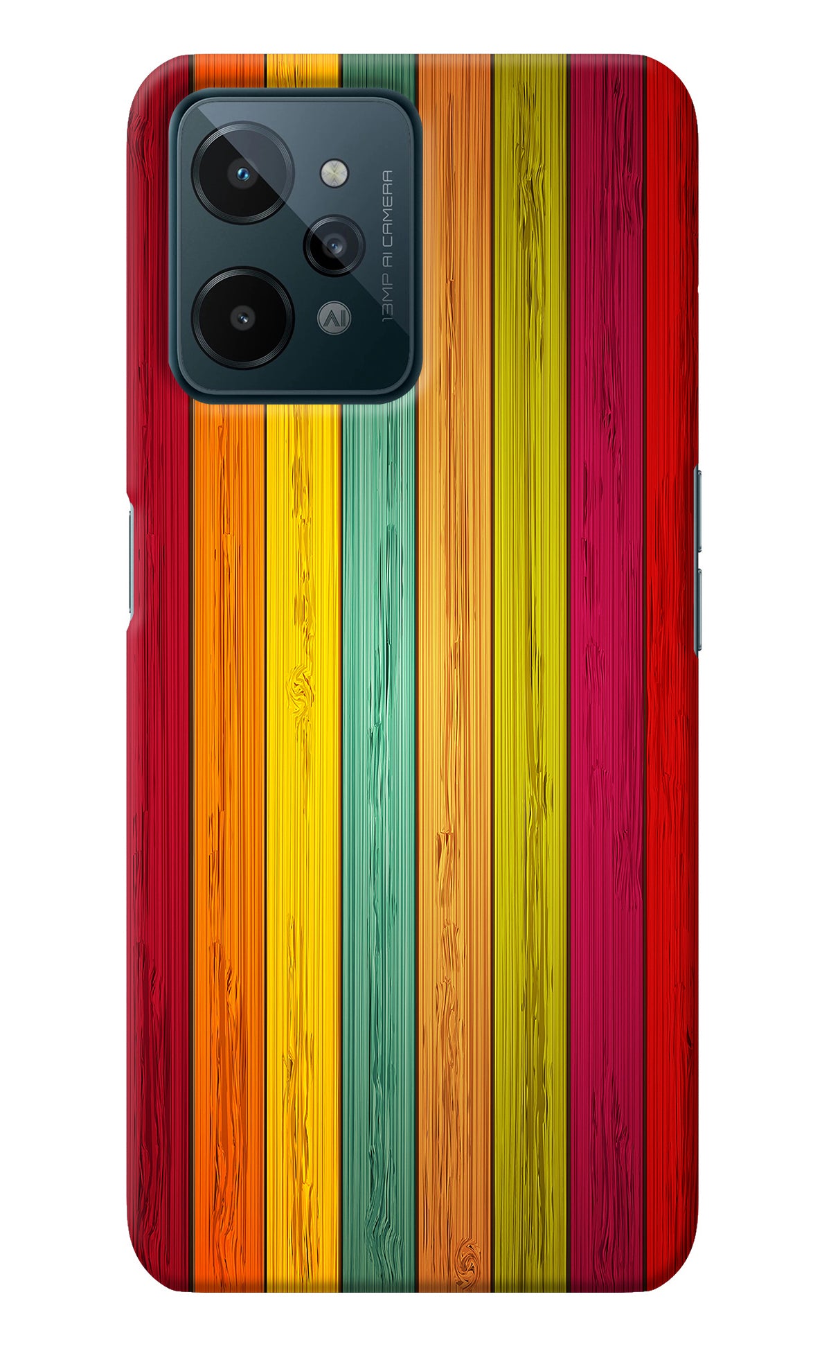 Multicolor Wooden Realme C31 Back Cover