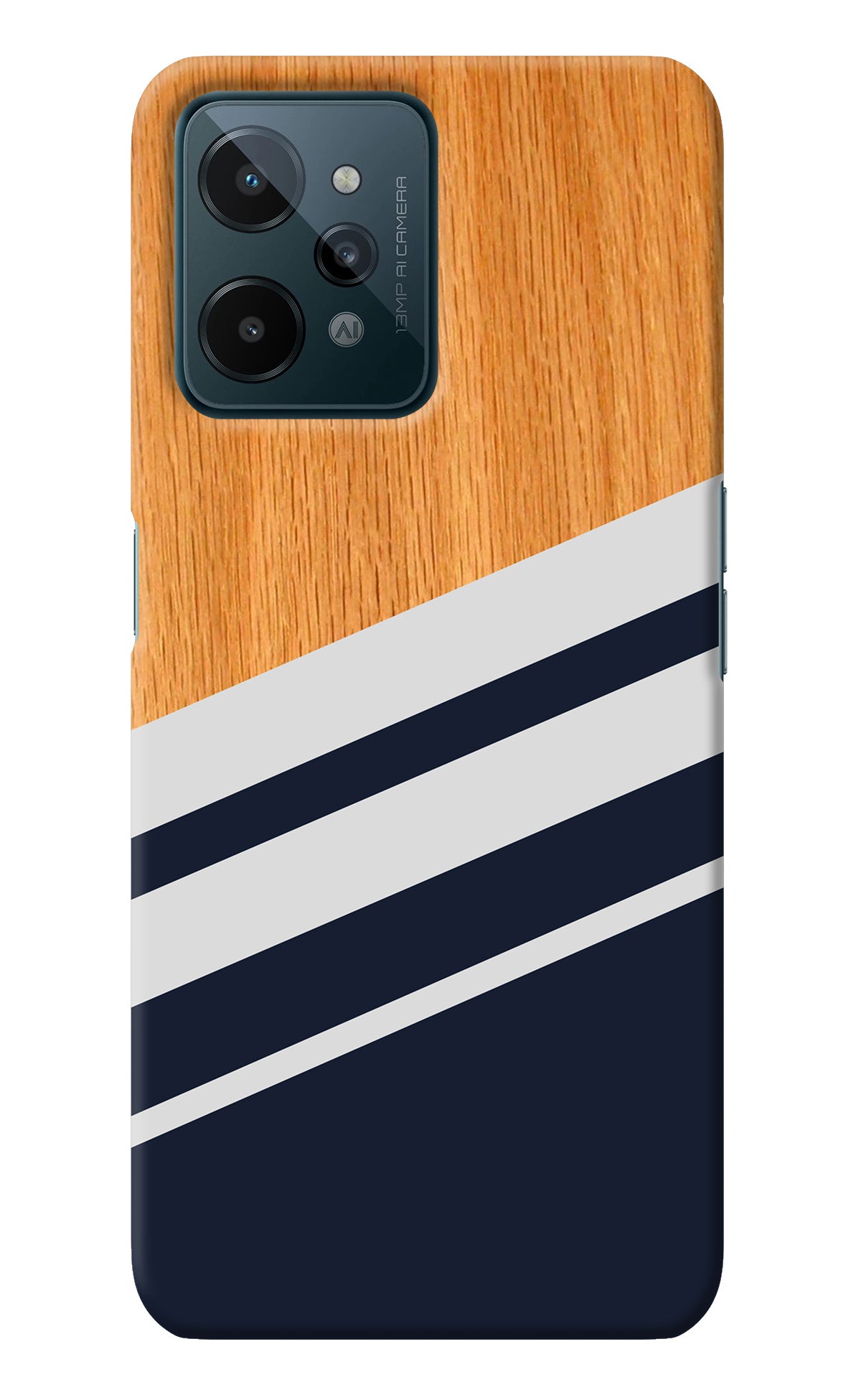 Blue and white wooden Realme C31 Back Cover