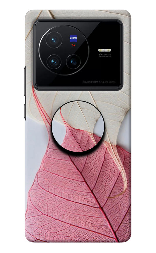 White Pink Leaf Vivo X80 Pop Case