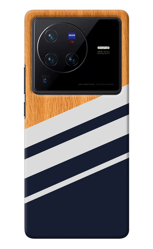 Blue and white wooden Vivo X80 Pro Back Cover