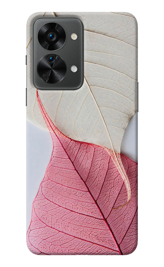 White Pink Leaf OnePlus Nord 2T 5G Back Cover