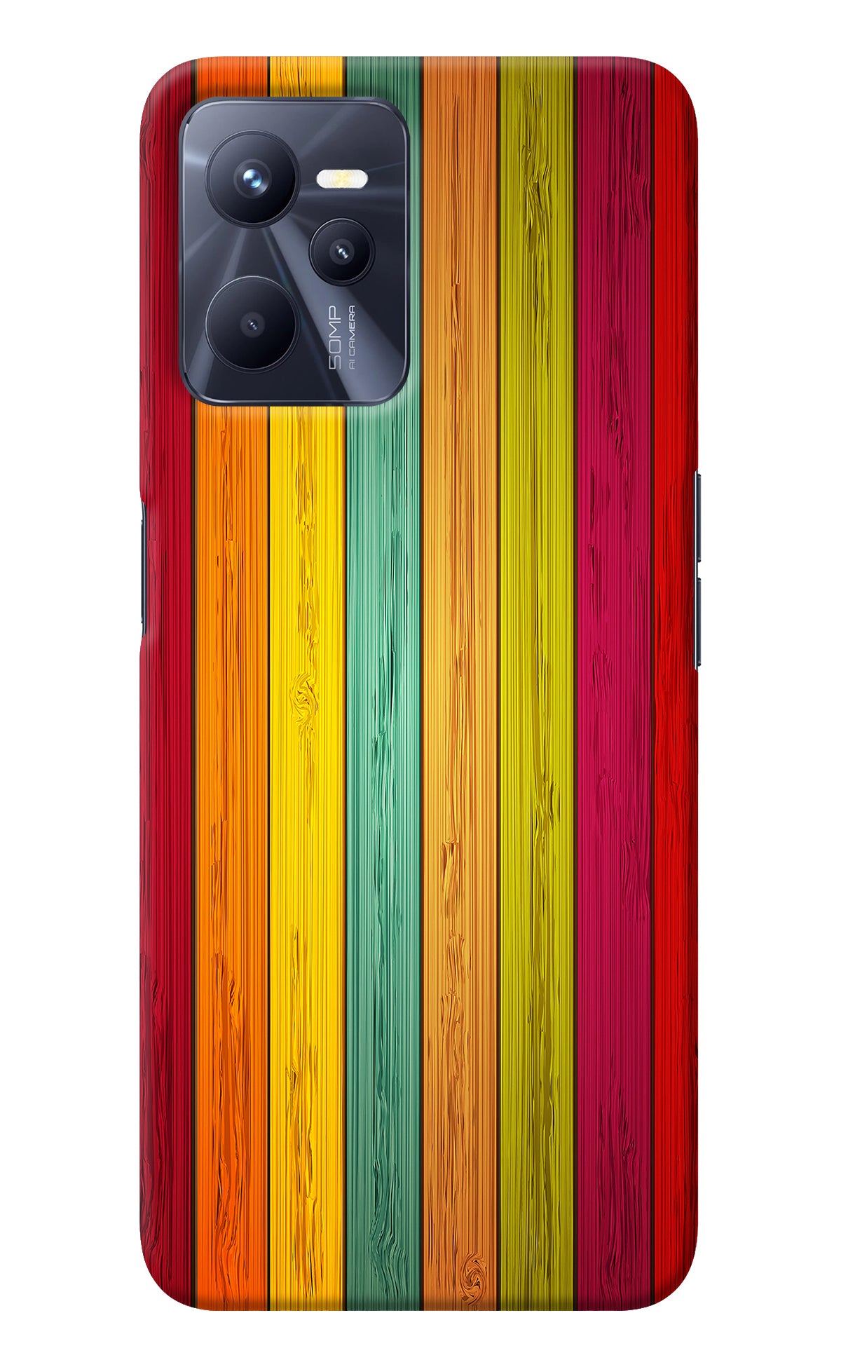 Multicolor Wooden Realme C35 Back Cover