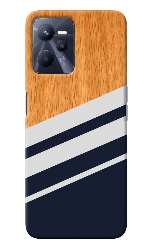 Blue and white wooden Realme C35 Back Cover