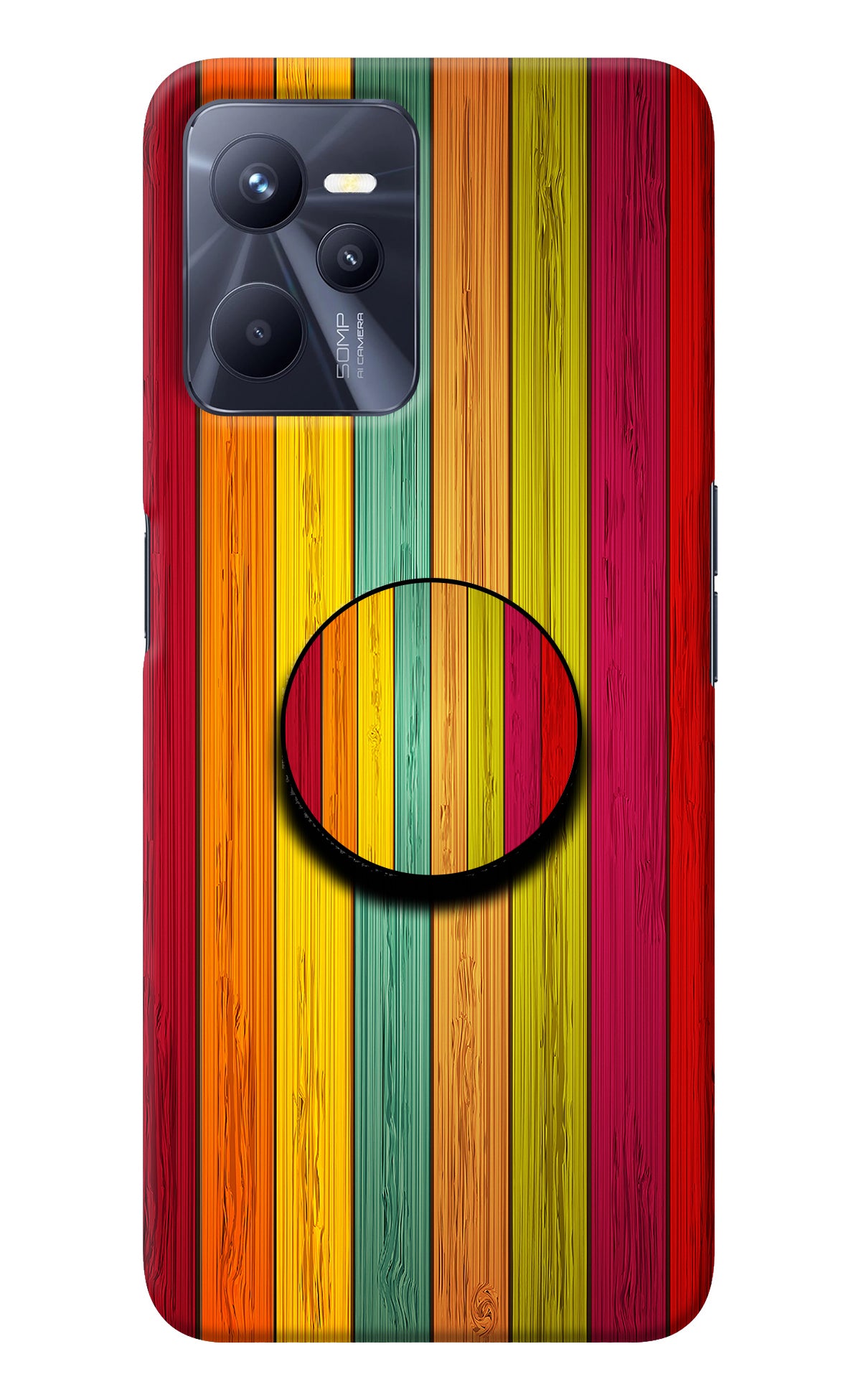 Multicolor Wooden Realme C35 Pop Case