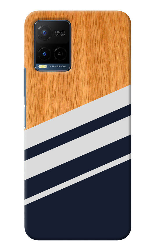 Blue and white wooden Vivo Y33T Back Cover