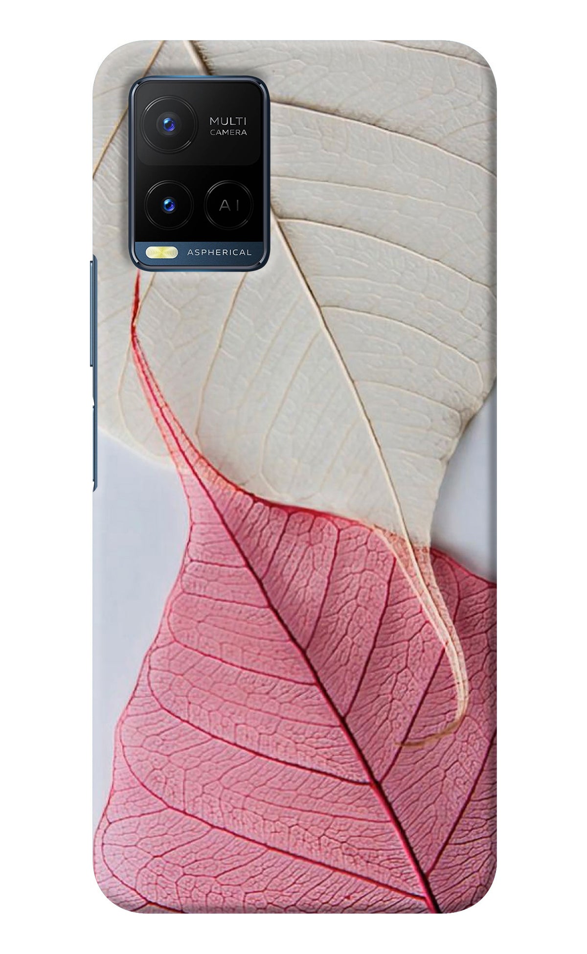 White Pink Leaf Vivo Y33T Back Cover