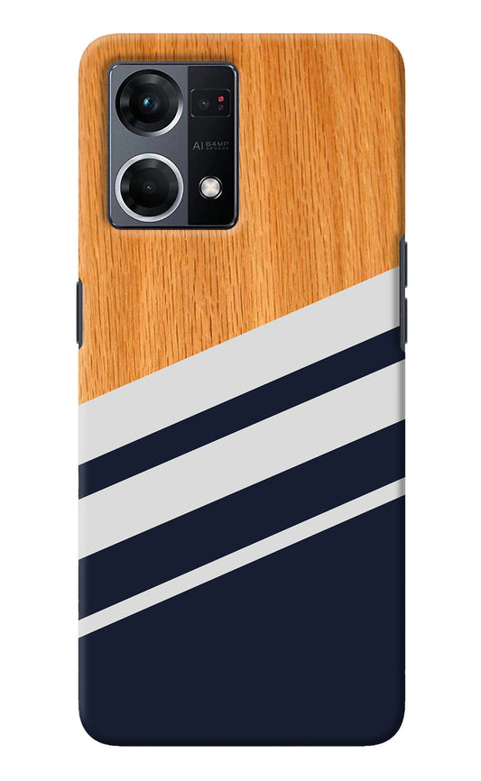 Blue and white wooden Oppo F21 Pro 4G Back Cover