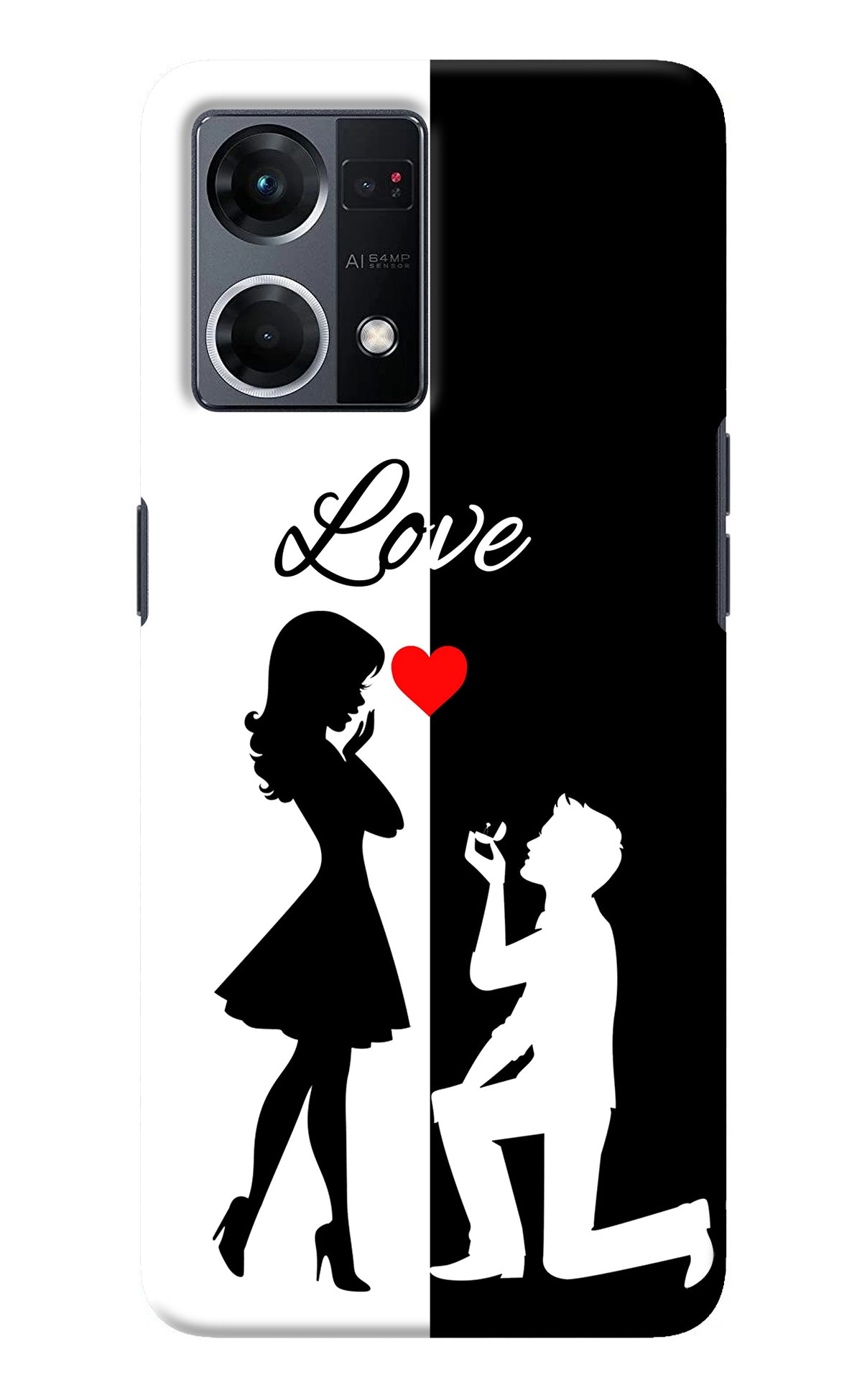 Love Propose Black And White Oppo F21 Pro 4G Back Cover