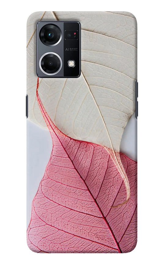 White Pink Leaf Oppo F21 Pro 4G Back Cover