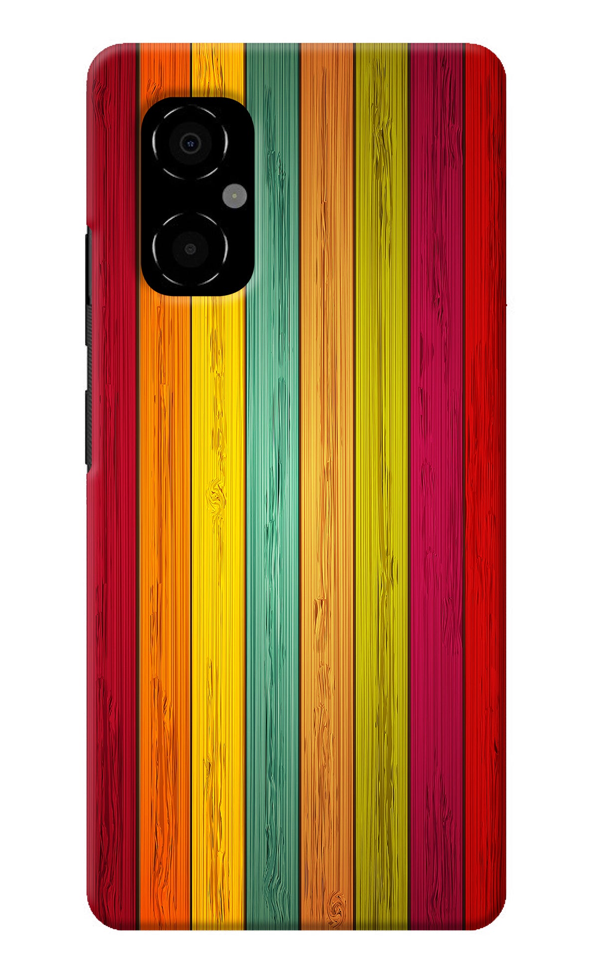 Multicolor Wooden Poco M4 5G Back Cover