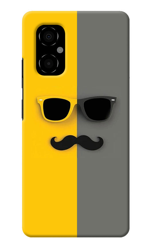 Sunglasses with Mustache Poco M4 5G Back Cover