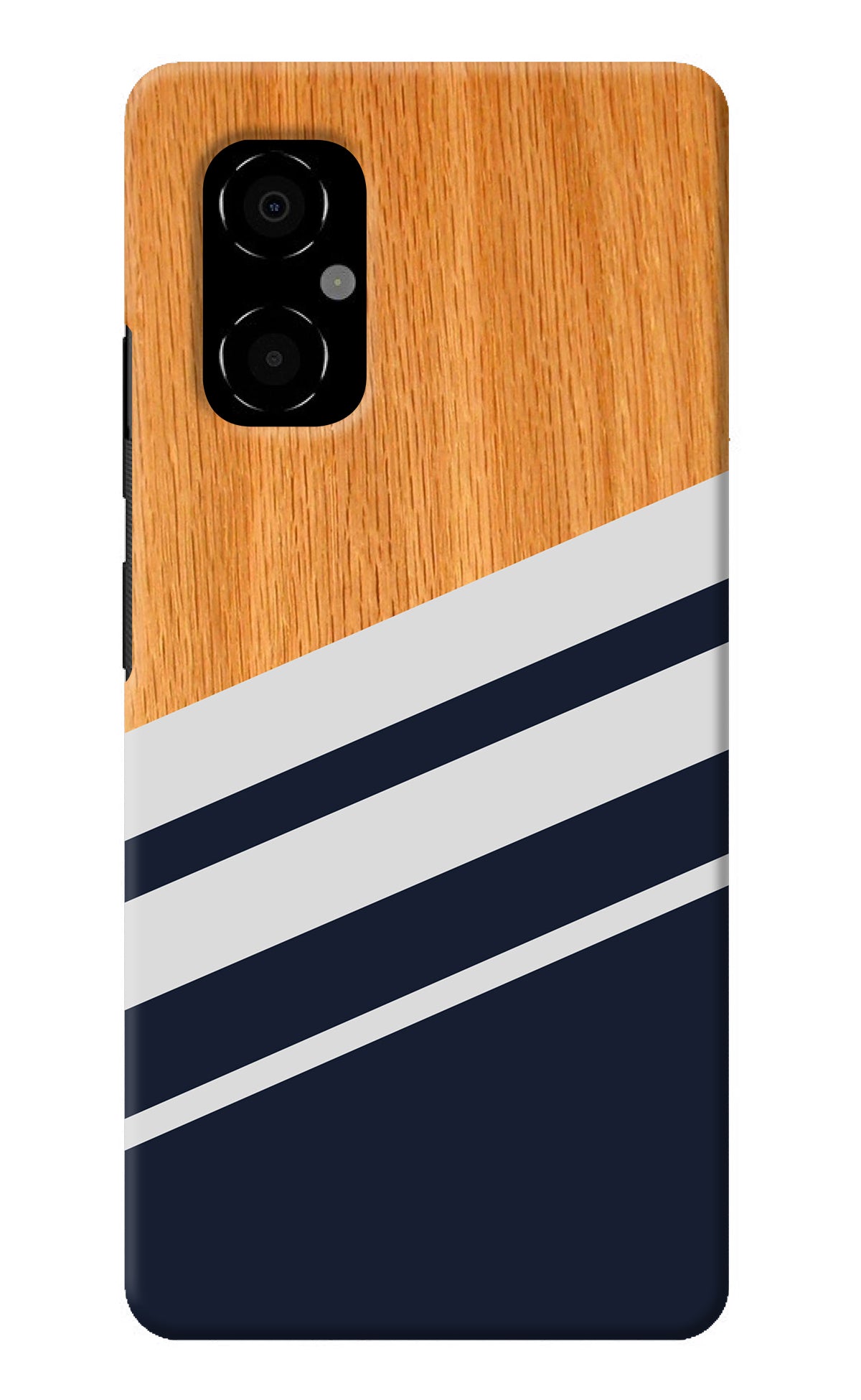 Blue and white wooden Poco M4 5G Back Cover