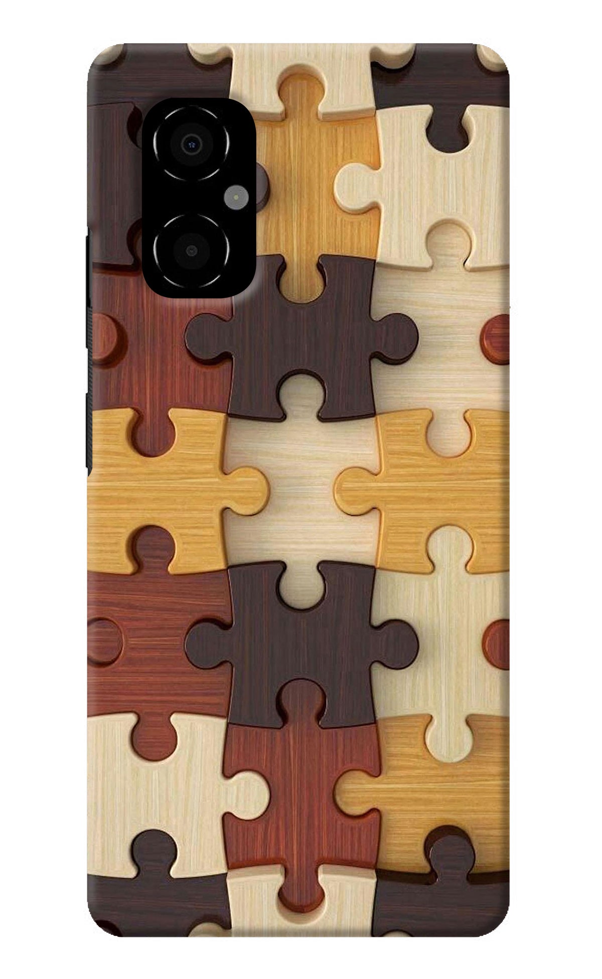 Wooden Puzzle Poco M4 5G Back Cover