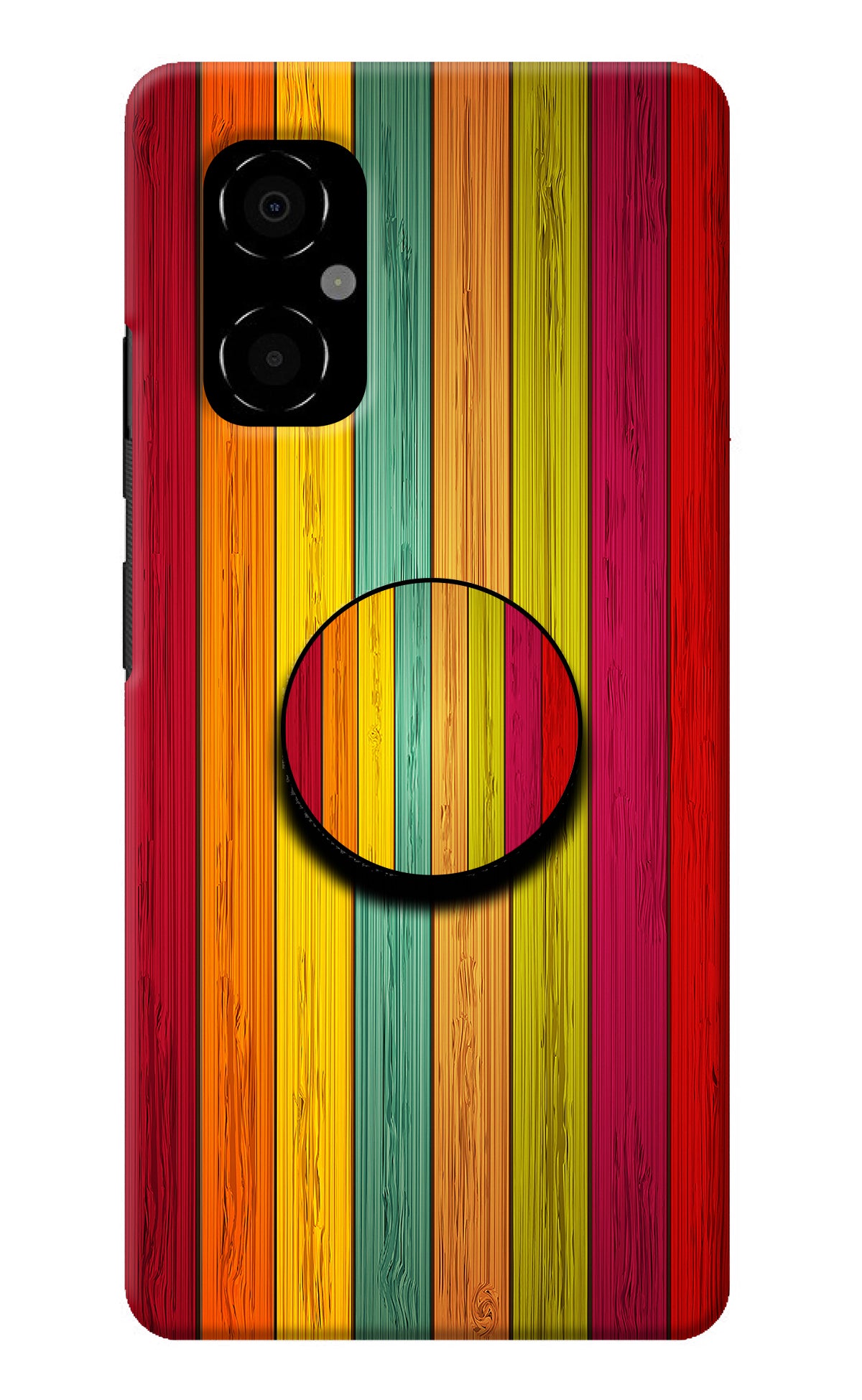 Multicolor Wooden Poco M4 5G Pop Case