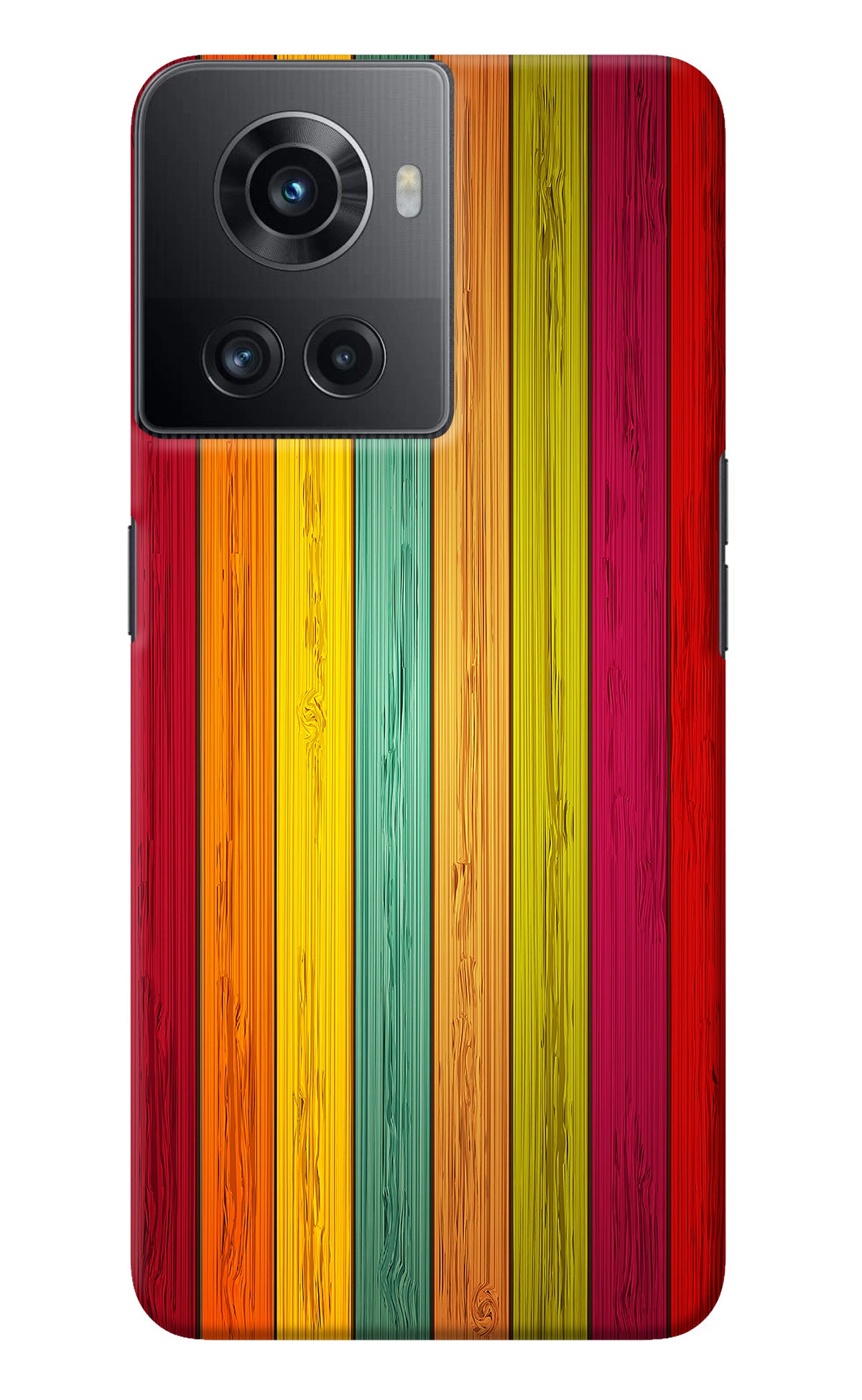 Multicolor Wooden OnePlus 10R 5G Back Cover