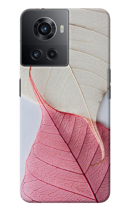 White Pink Leaf OnePlus 10R 5G Back Cover
