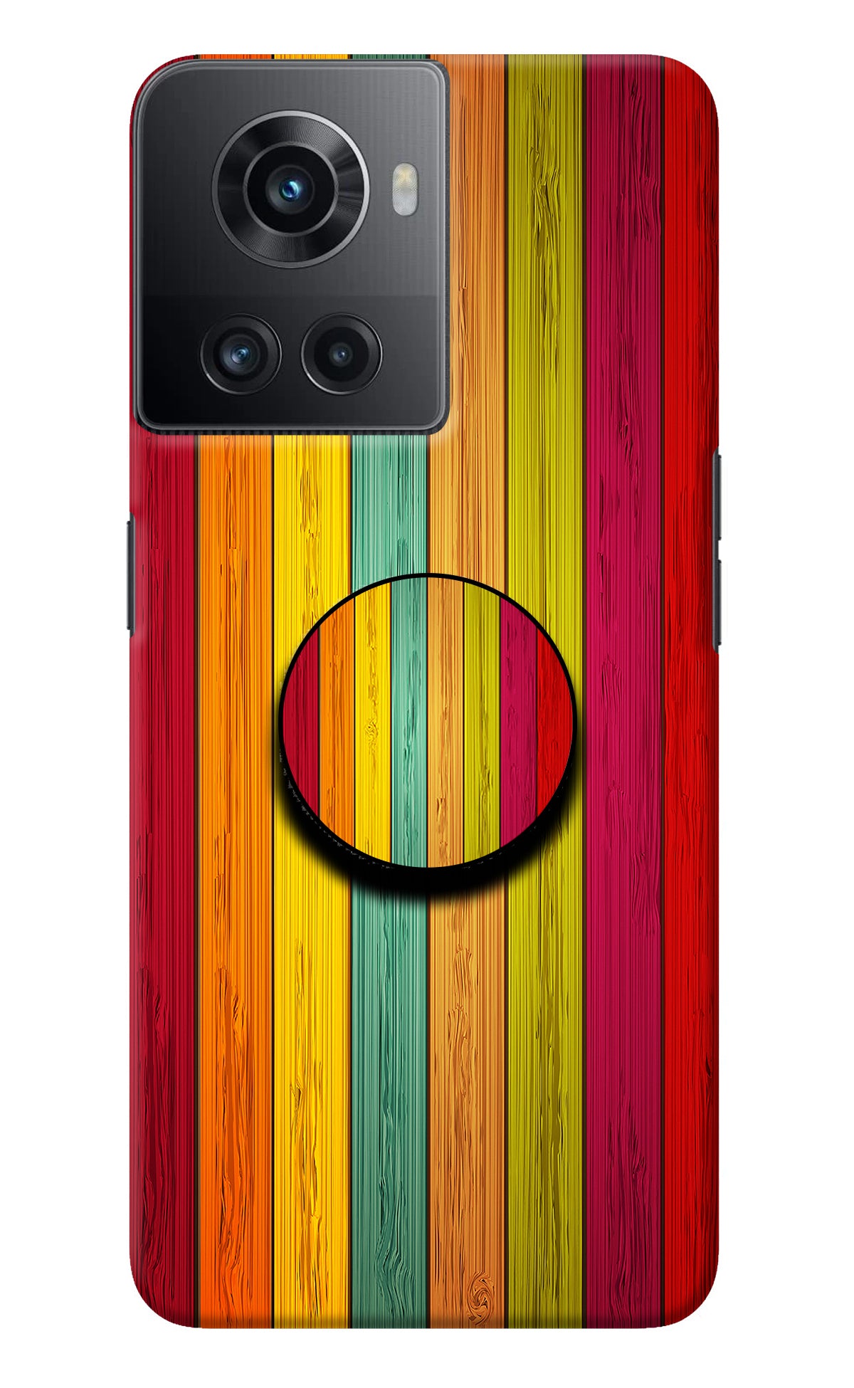 Multicolor Wooden OnePlus 10R 5G Pop Case