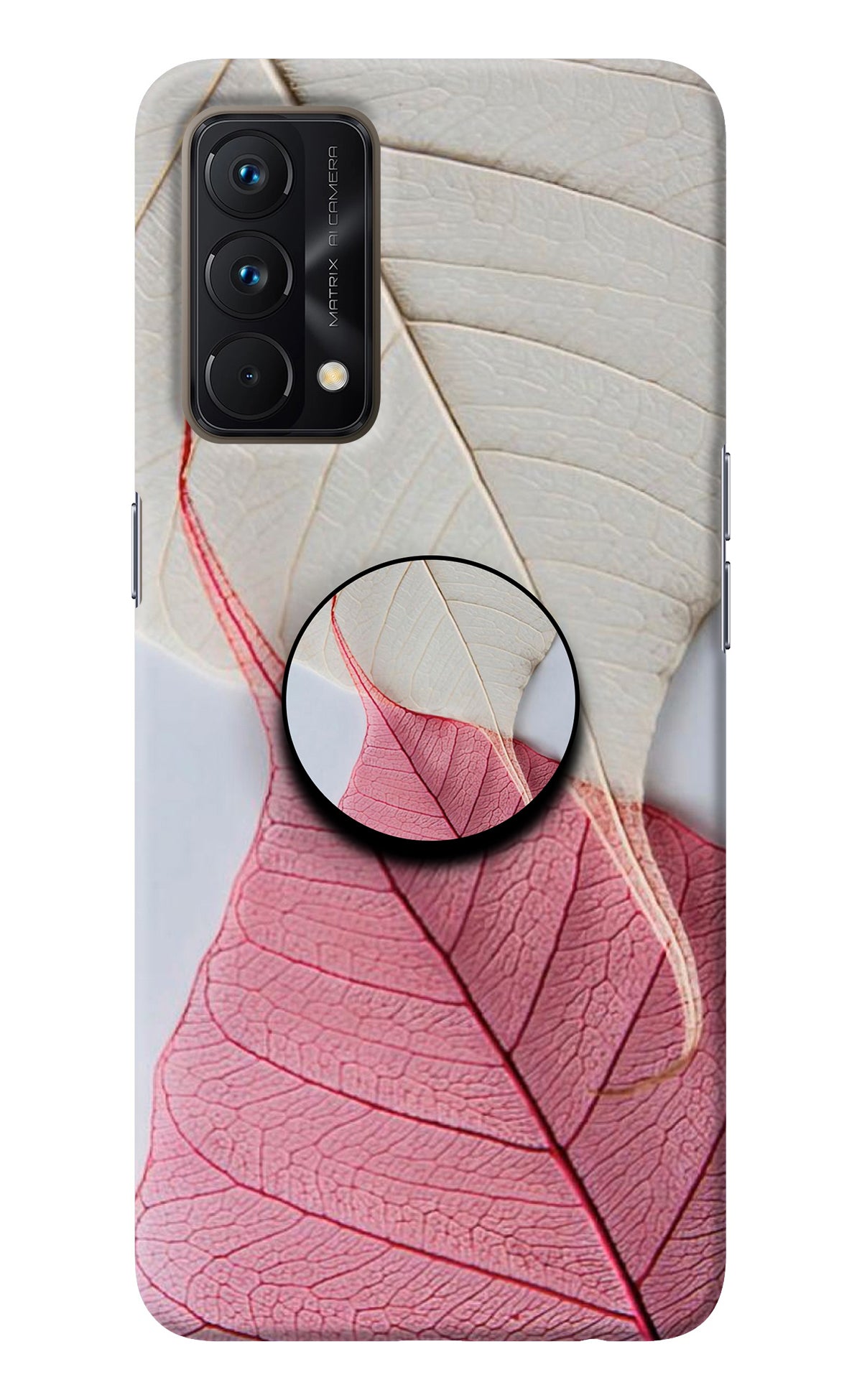 White Pink Leaf Realme GT Master Edition Pop Case