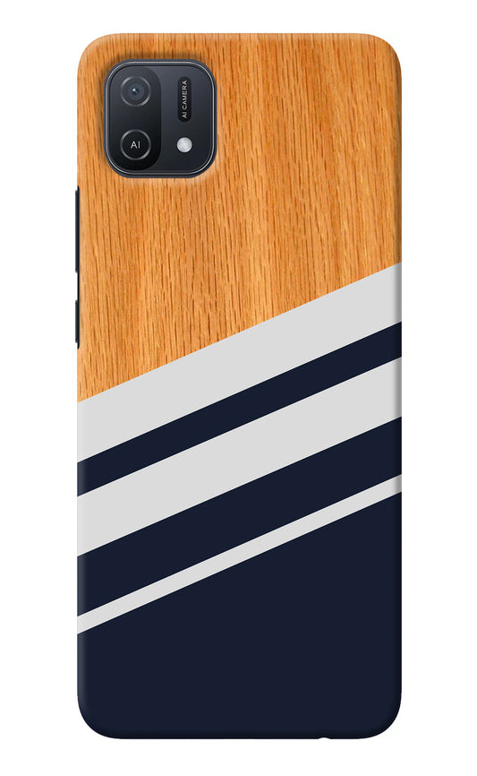 Blue and white wooden Oppo A16k/A16e Back Cover