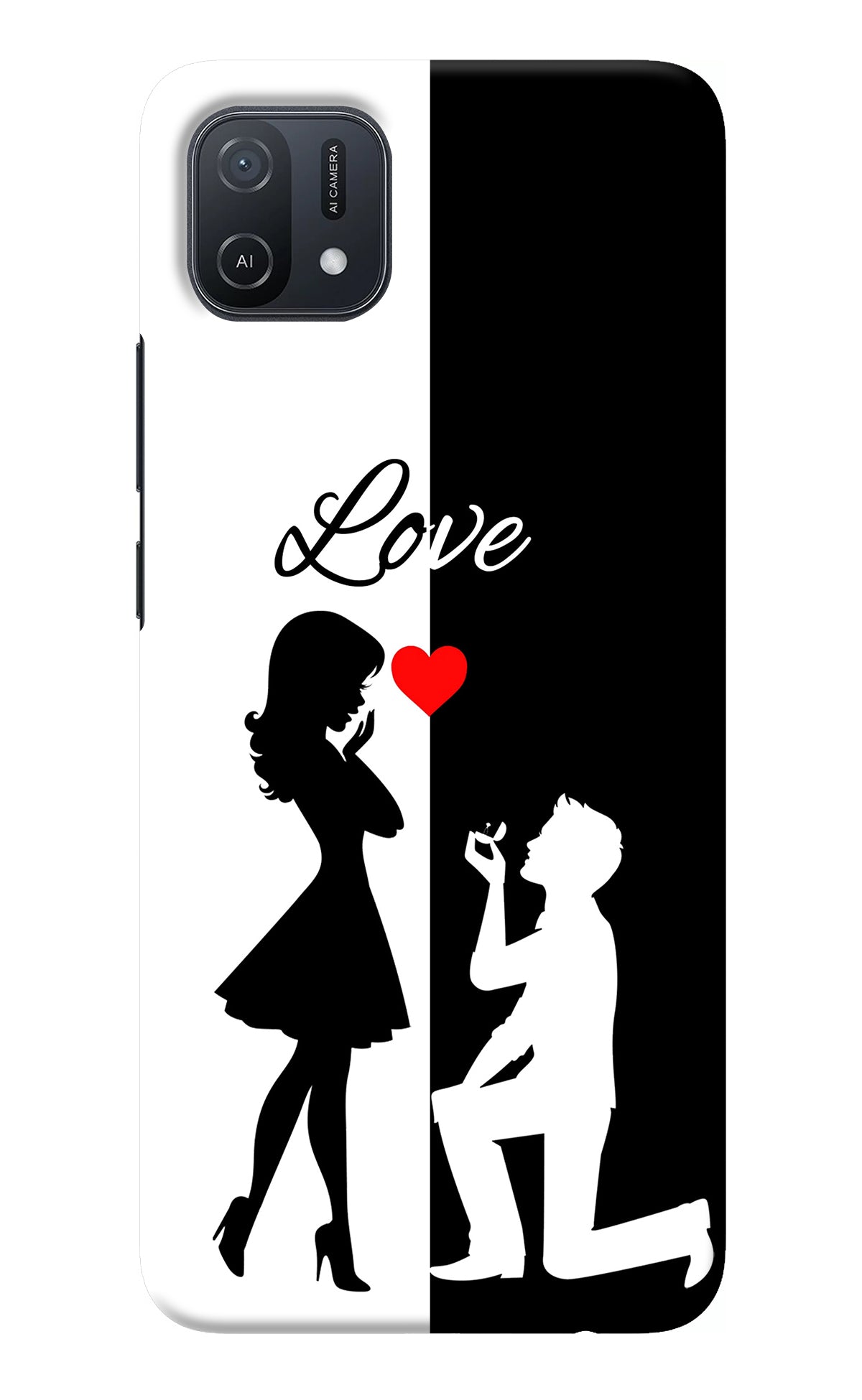 Love Propose Black And White Oppo A16k/A16e Back Cover