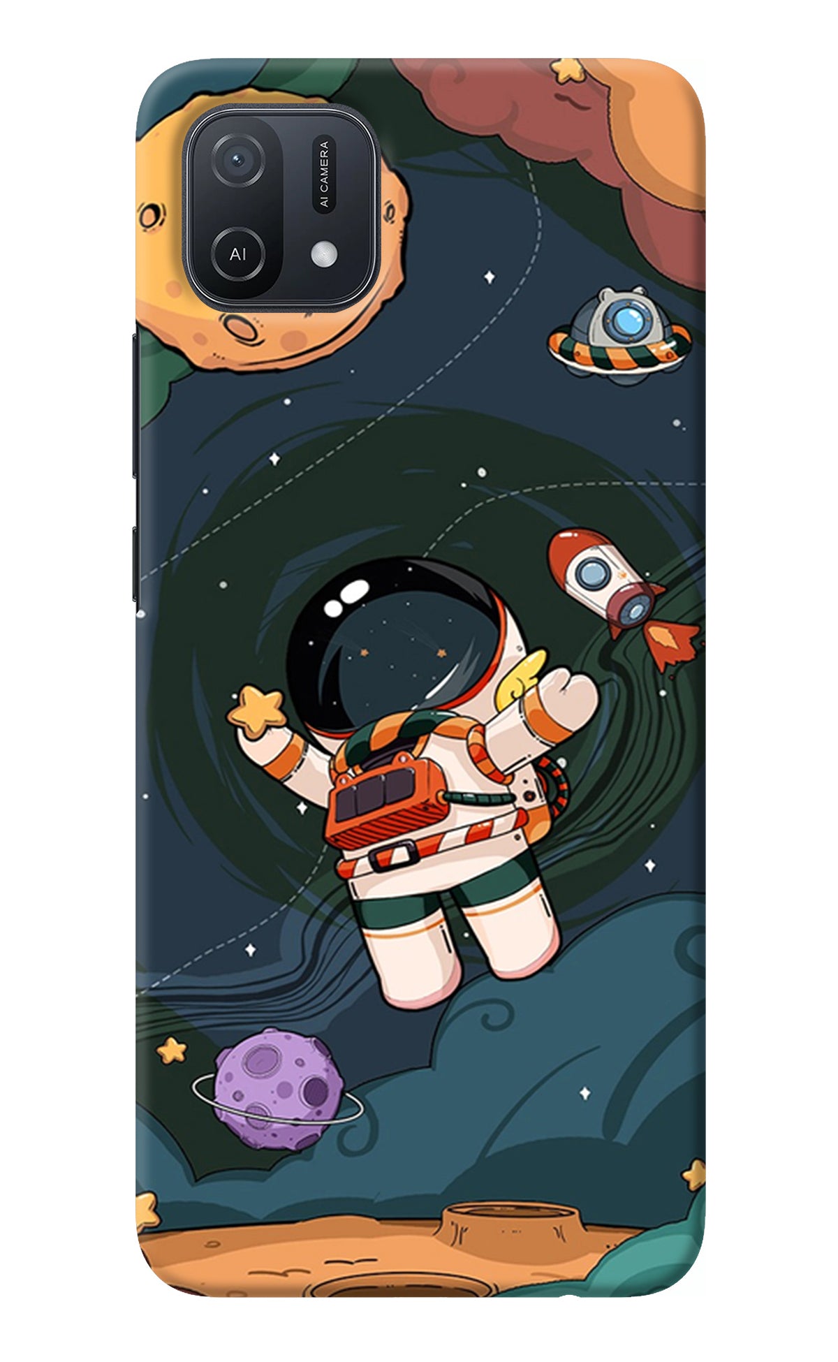 Cartoon Astronaut Oppo A16k/A16e Back Cover