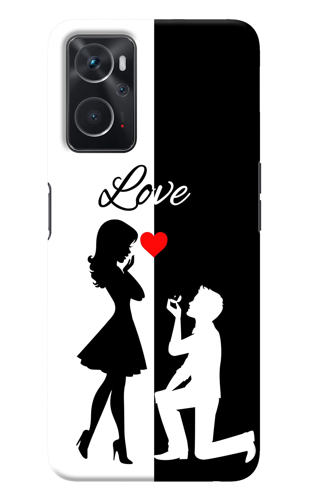 Love Propose Black And White Oppo K10 4G Back Cover