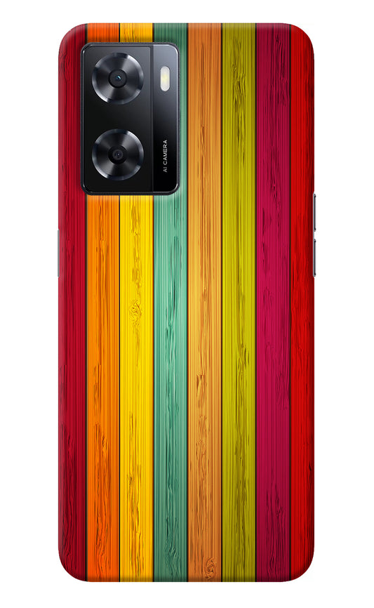 Multicolor Wooden Oppo A57 2022 Back Cover