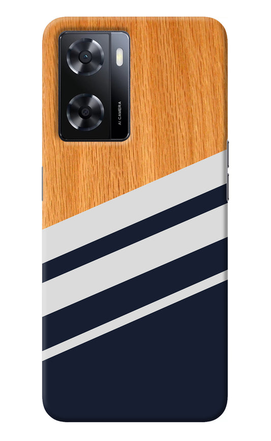 Blue and white wooden Oppo A57 2022 Back Cover