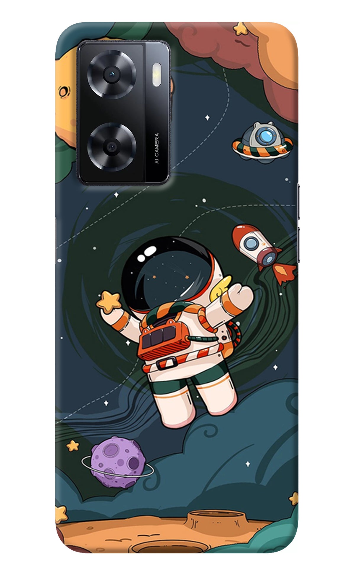 Cartoon Astronaut Oppo A57 2022 Back Cover
