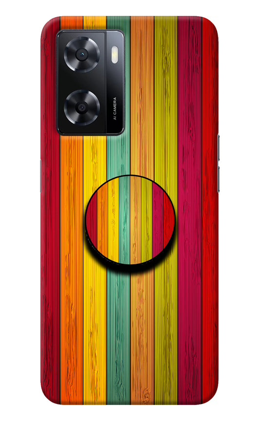 Multicolor Wooden Oppo A57 2022 Pop Case