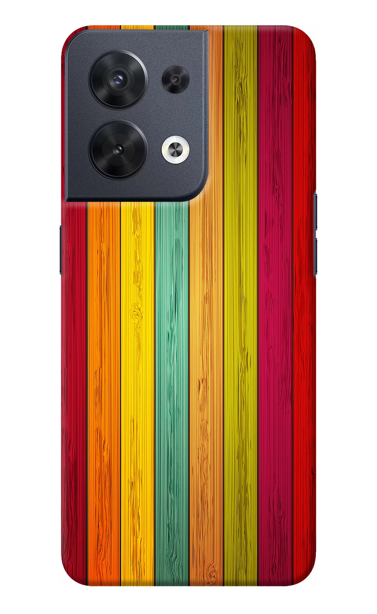 Multicolor Wooden Oppo Reno8 Back Cover