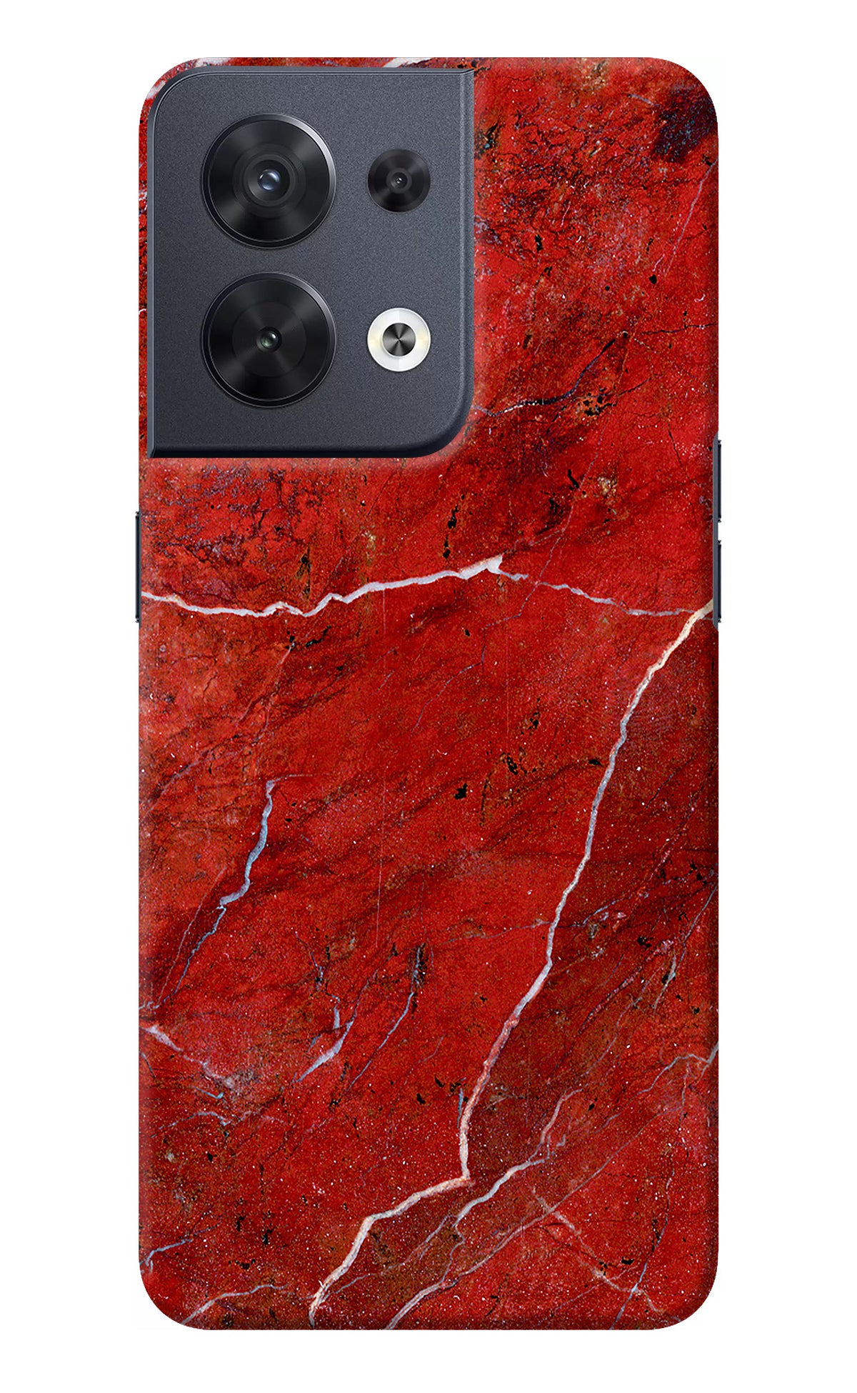 Red Marble Design Oppo Reno8 Back Cover