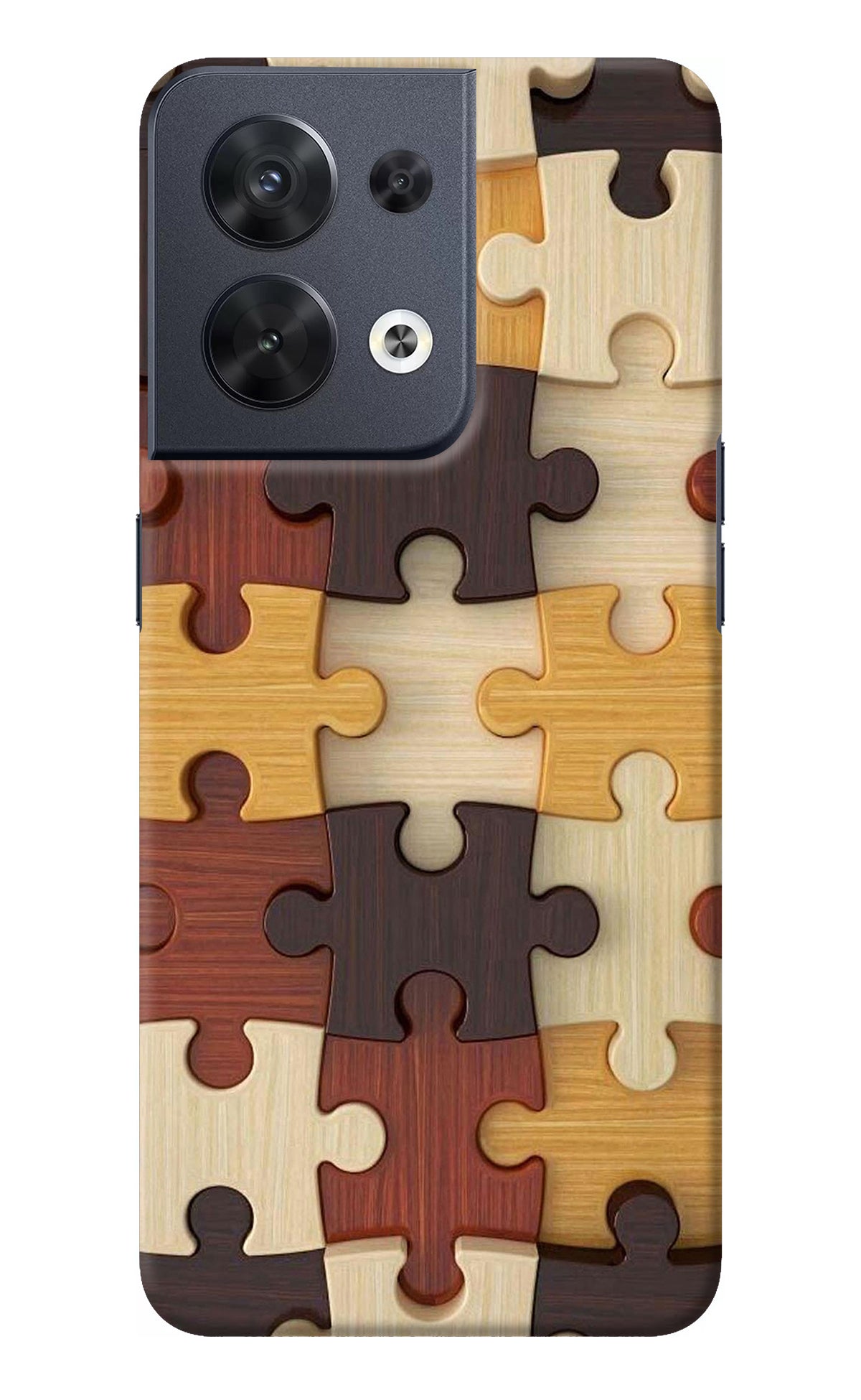 Wooden Puzzle Oppo Reno8 Back Cover