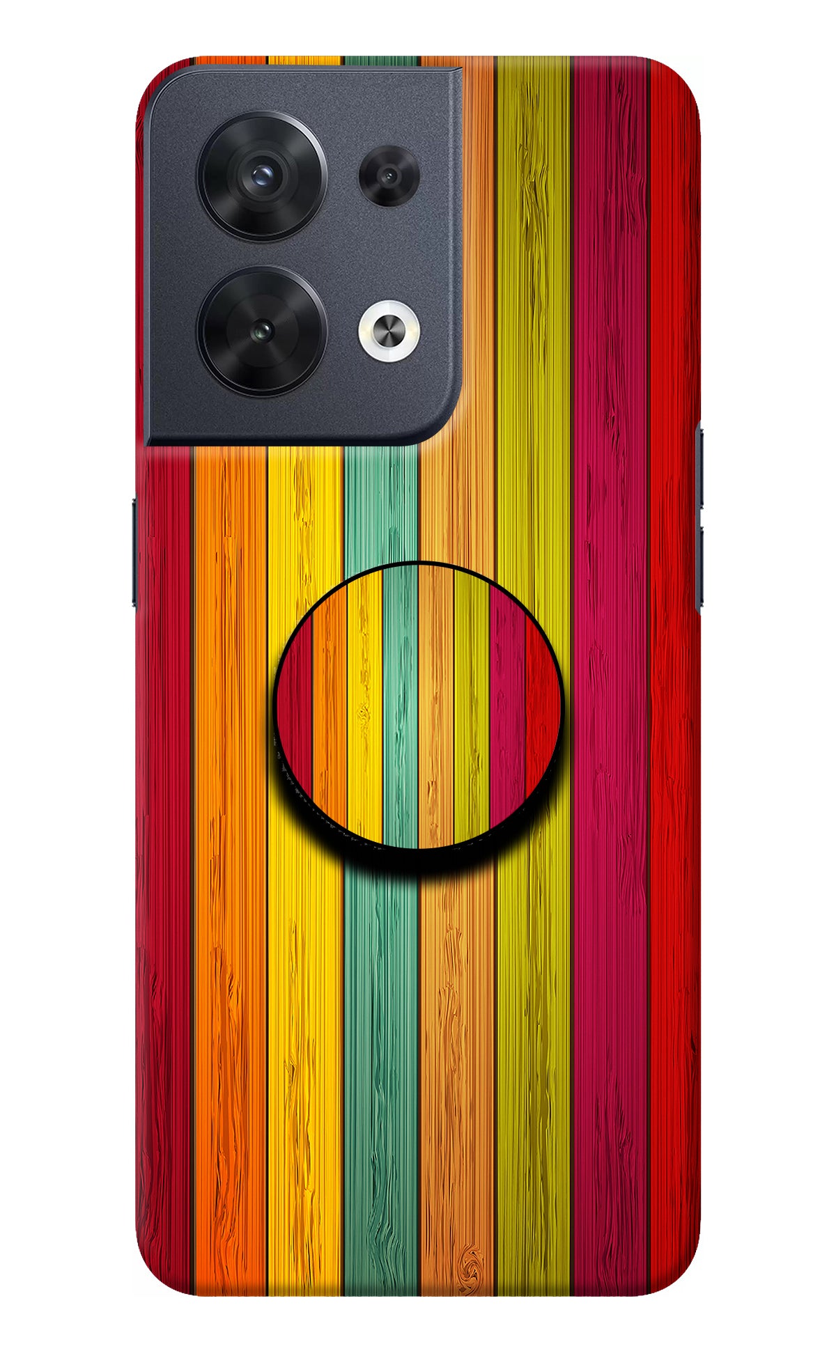 Multicolor Wooden Oppo Reno8 Pop Case