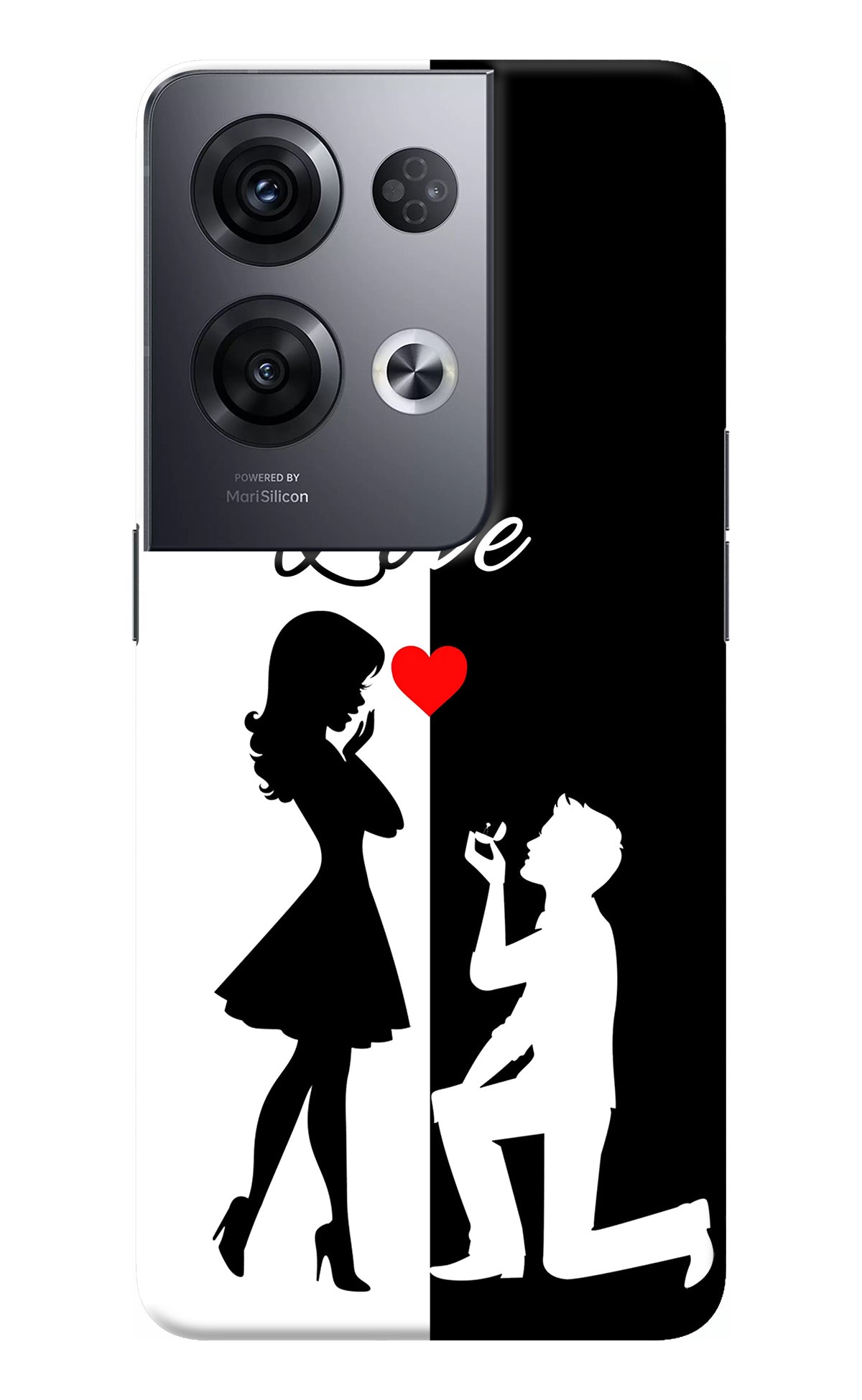 Love Propose Black And White Oppo Reno8 Pro Back Cover