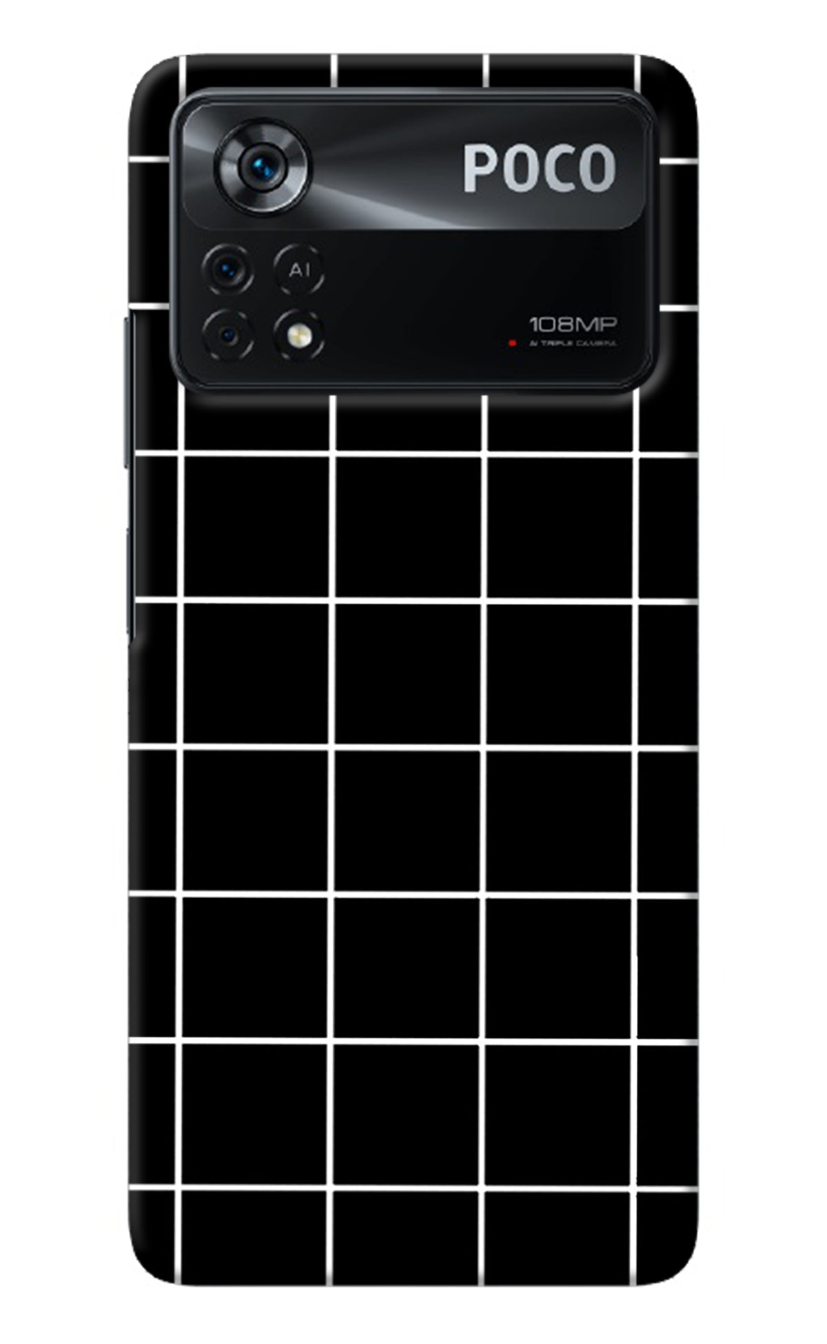 White Grid Poco X4 Pro Back Cover