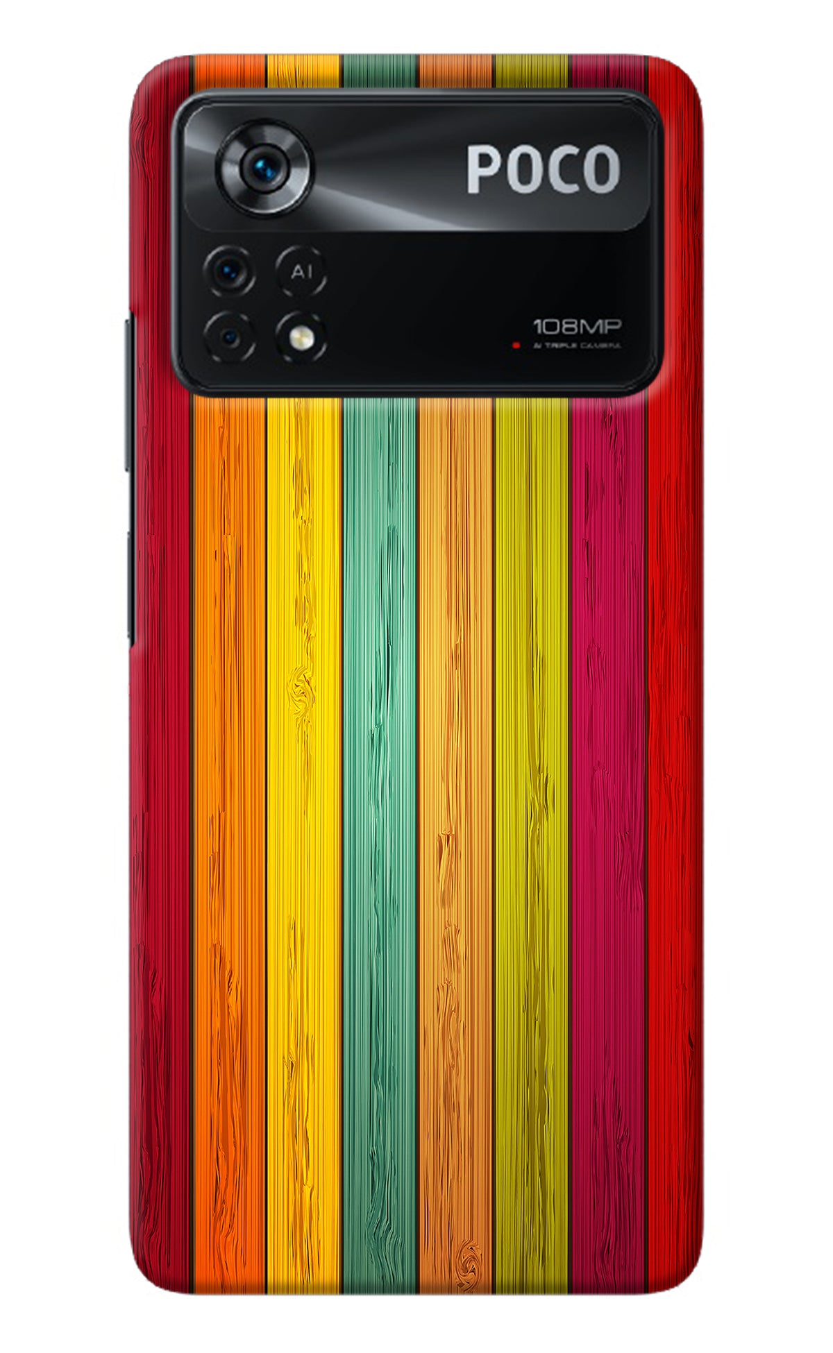 Multicolor Wooden Poco X4 Pro Back Cover