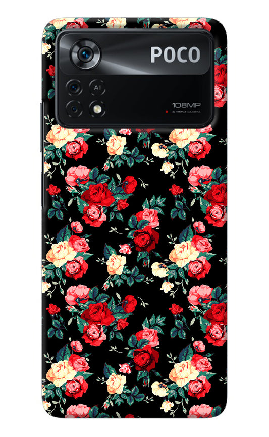 Rose Pattern Poco X4 Pro Back Cover