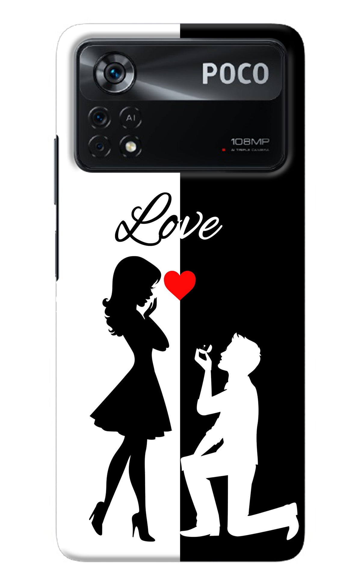 Love Propose Black And White Poco X4 Pro Back Cover