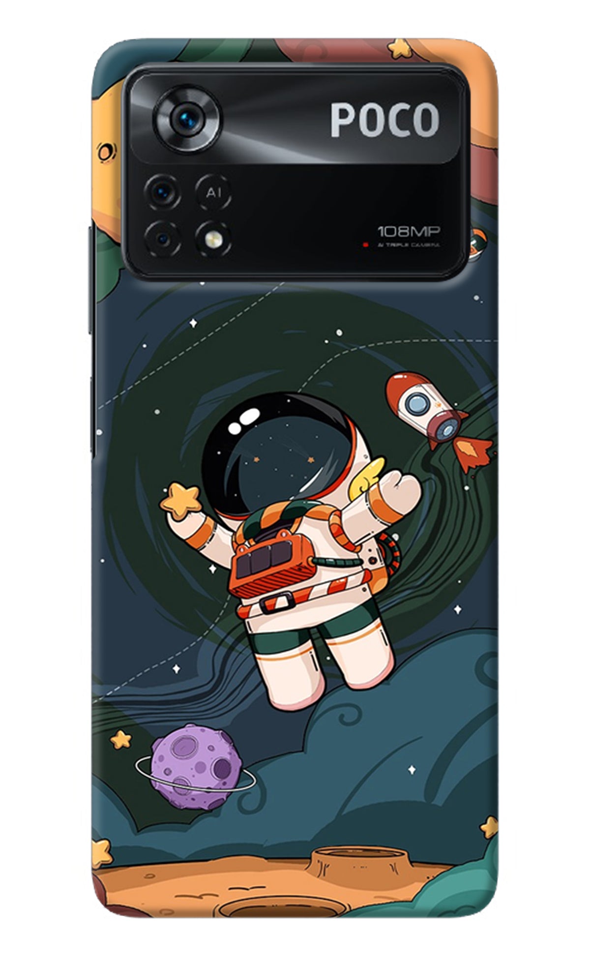 Cartoon Astronaut Poco X4 Pro Back Cover
