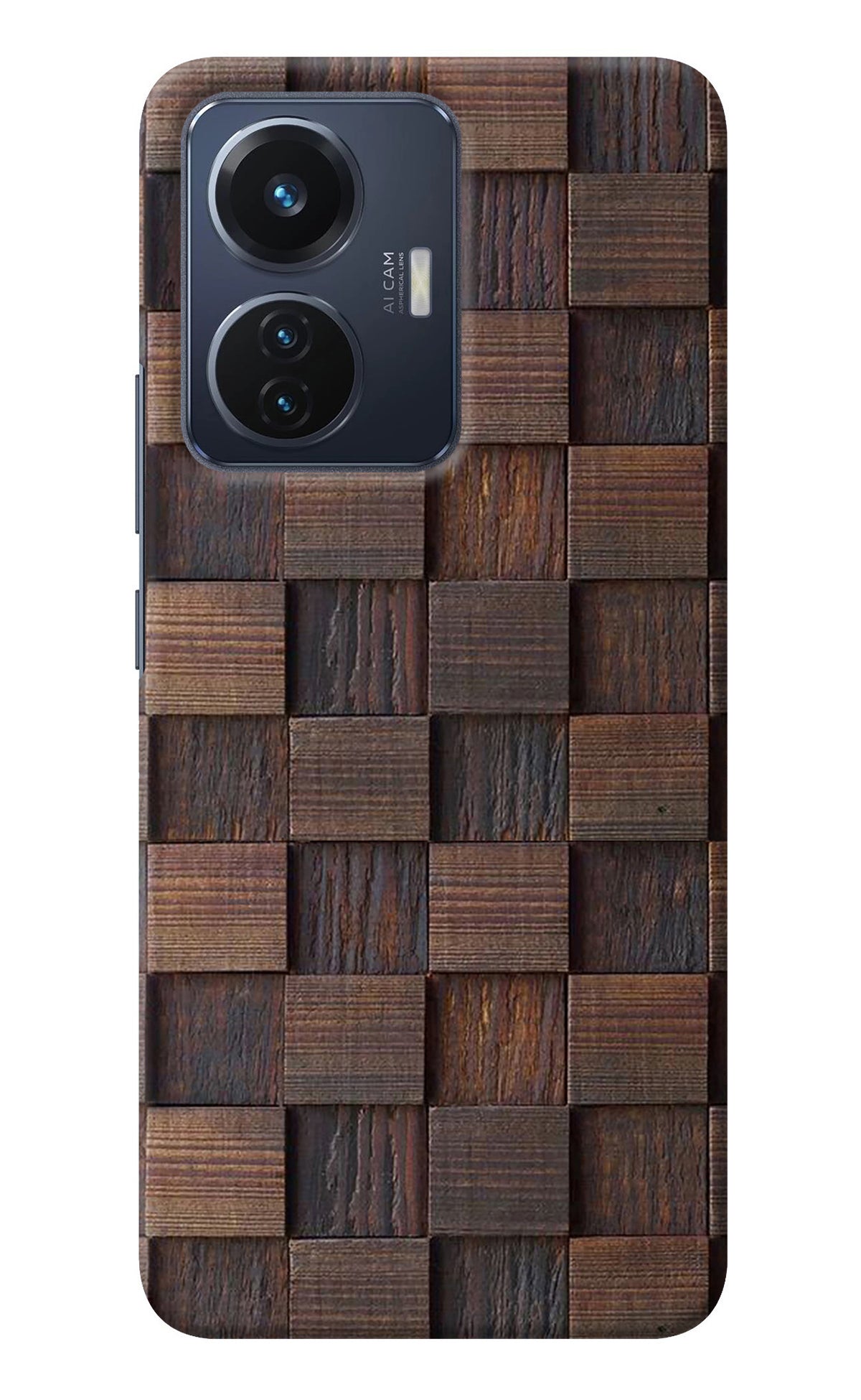 Wooden Cube Design Vivo T1 44W Back Cover