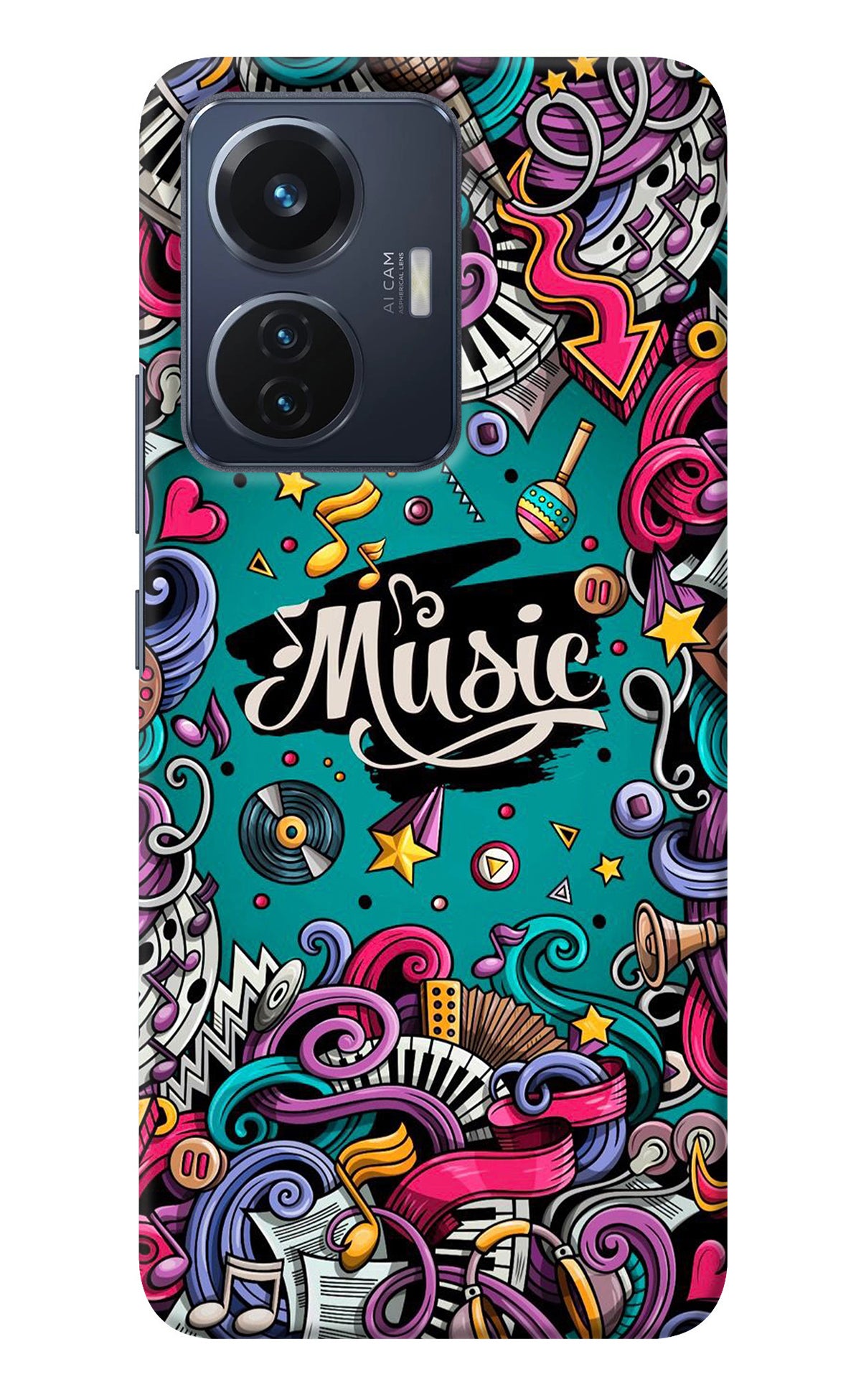 Music Graffiti Vivo T1 44W Back Cover