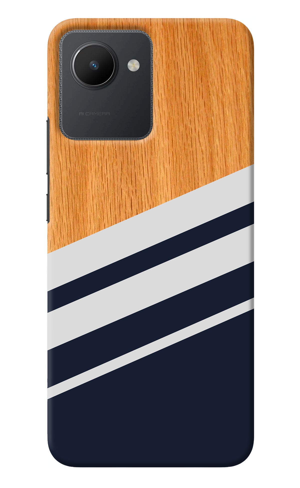 Blue and white wooden Realme C30 Back Cover