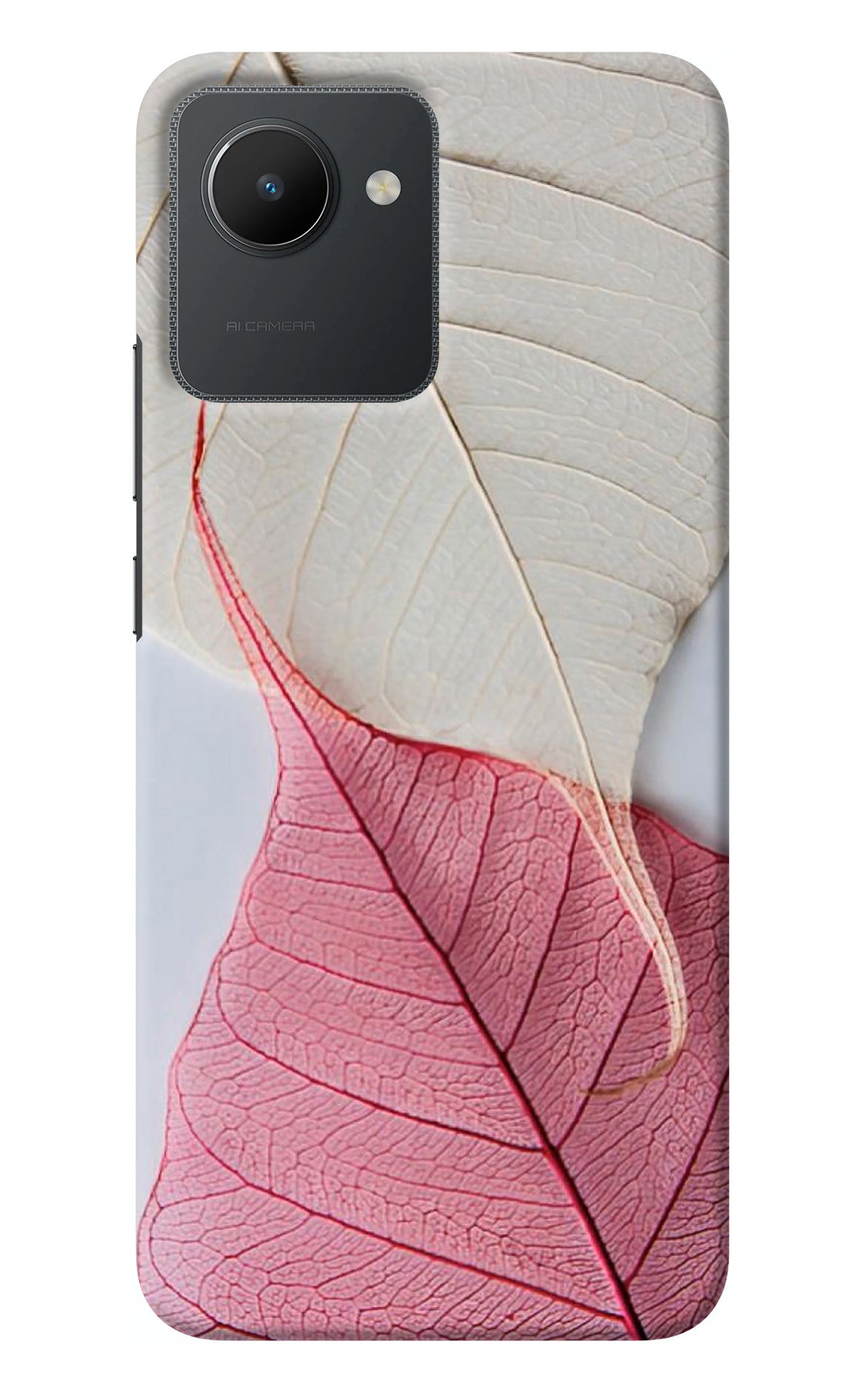 White Pink Leaf Realme C30 Back Cover