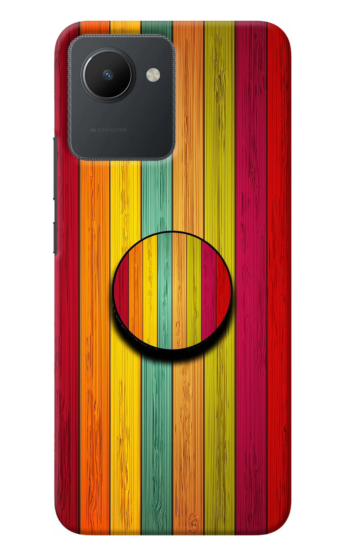 Multicolor Wooden Realme C30 Pop Case