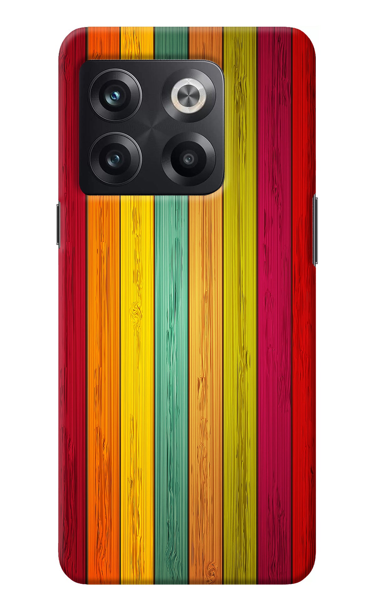 Multicolor Wooden OnePlus 10T 5G Back Cover