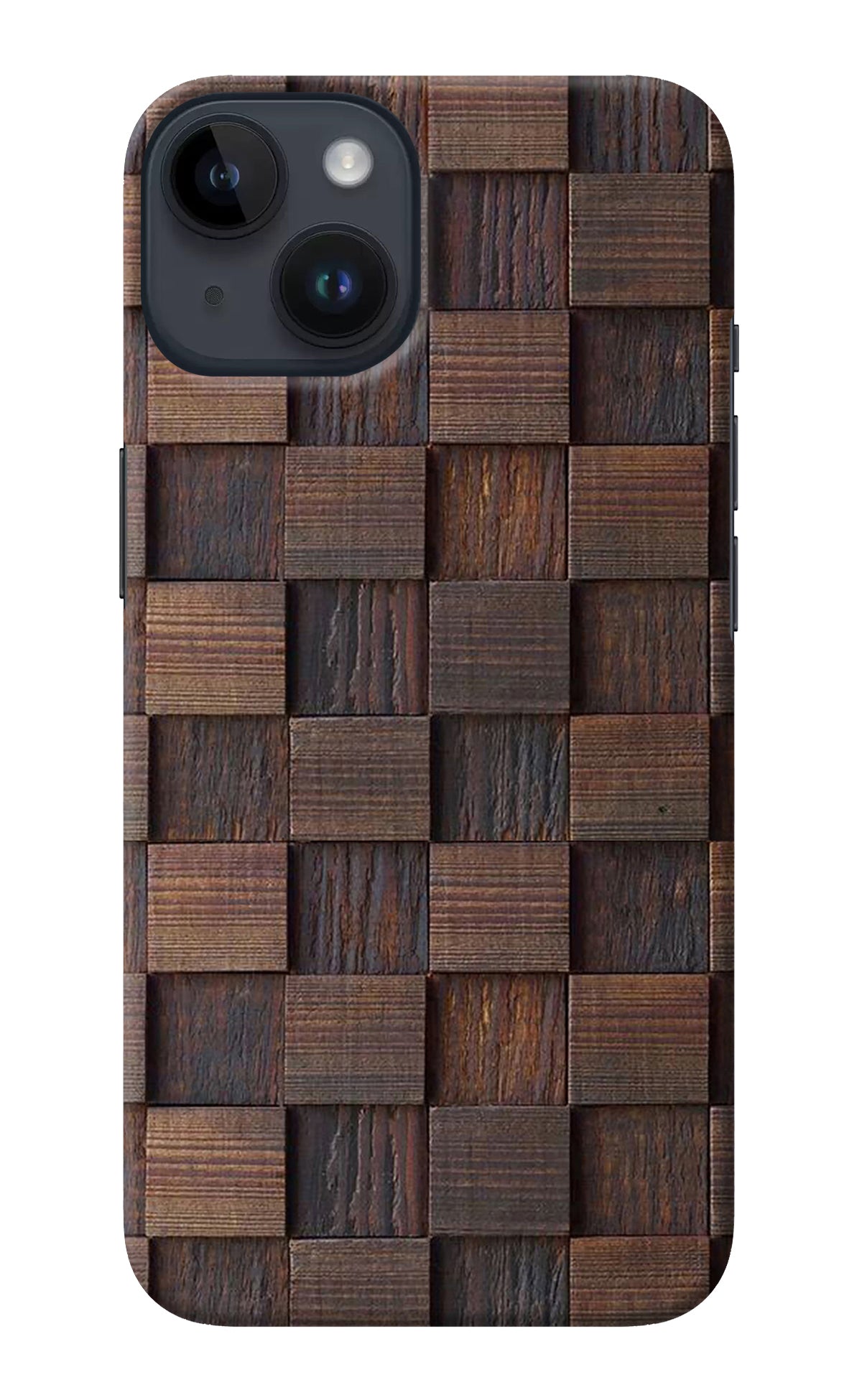 Wooden Cube Design iPhone 14 Back Cover