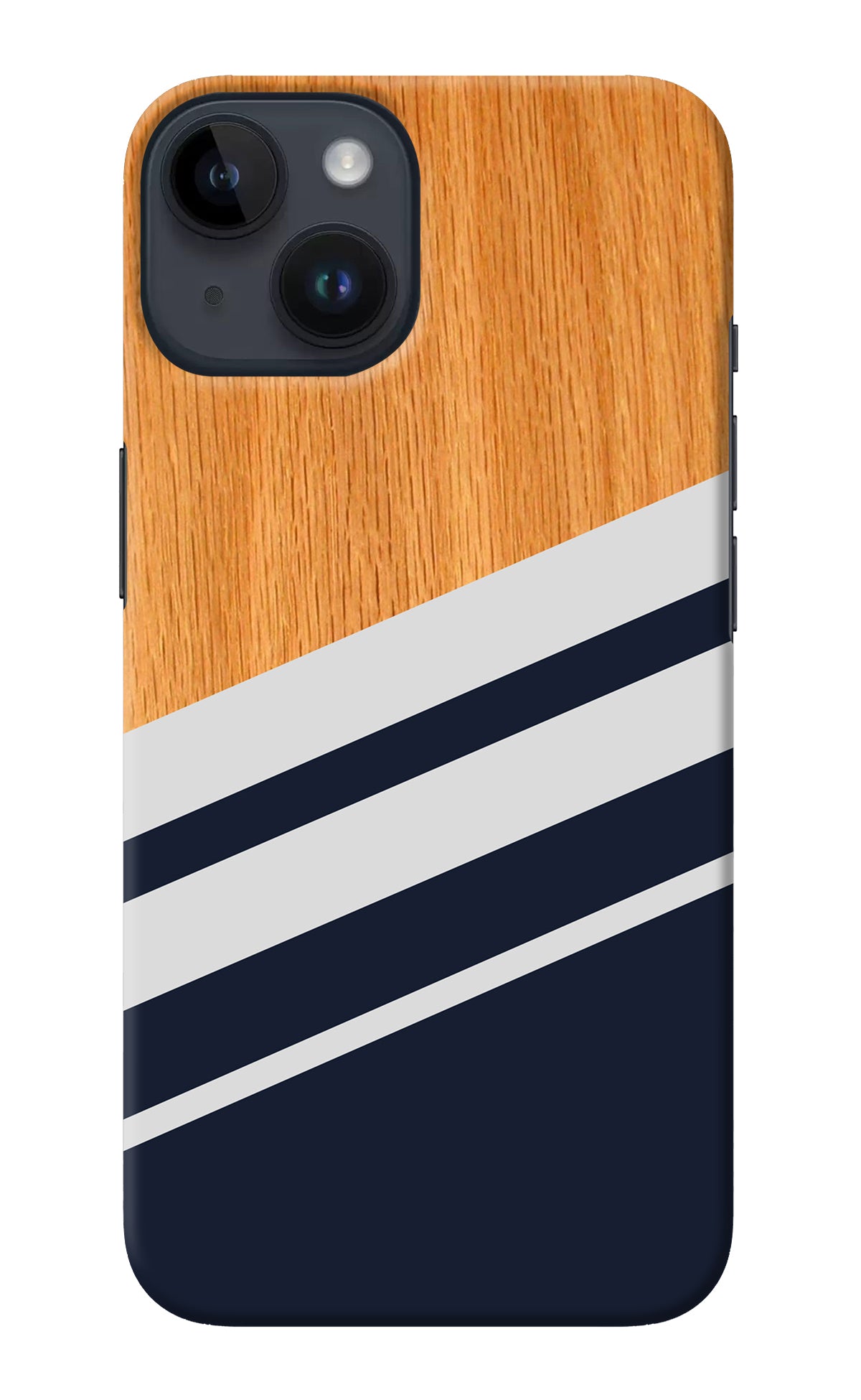 Blue and white wooden iPhone 14 Back Cover