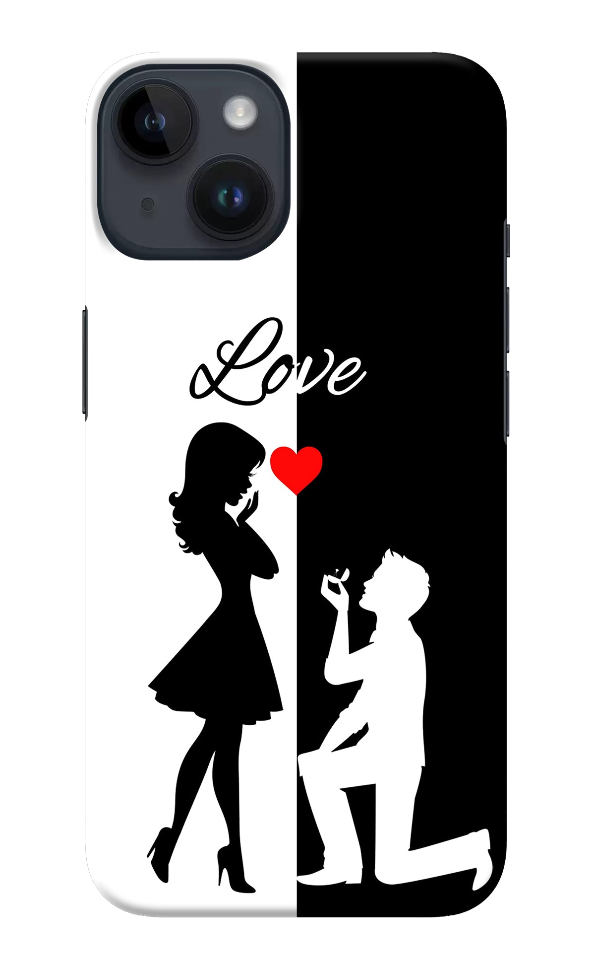 Love Propose Black And White iPhone 14 Back Cover