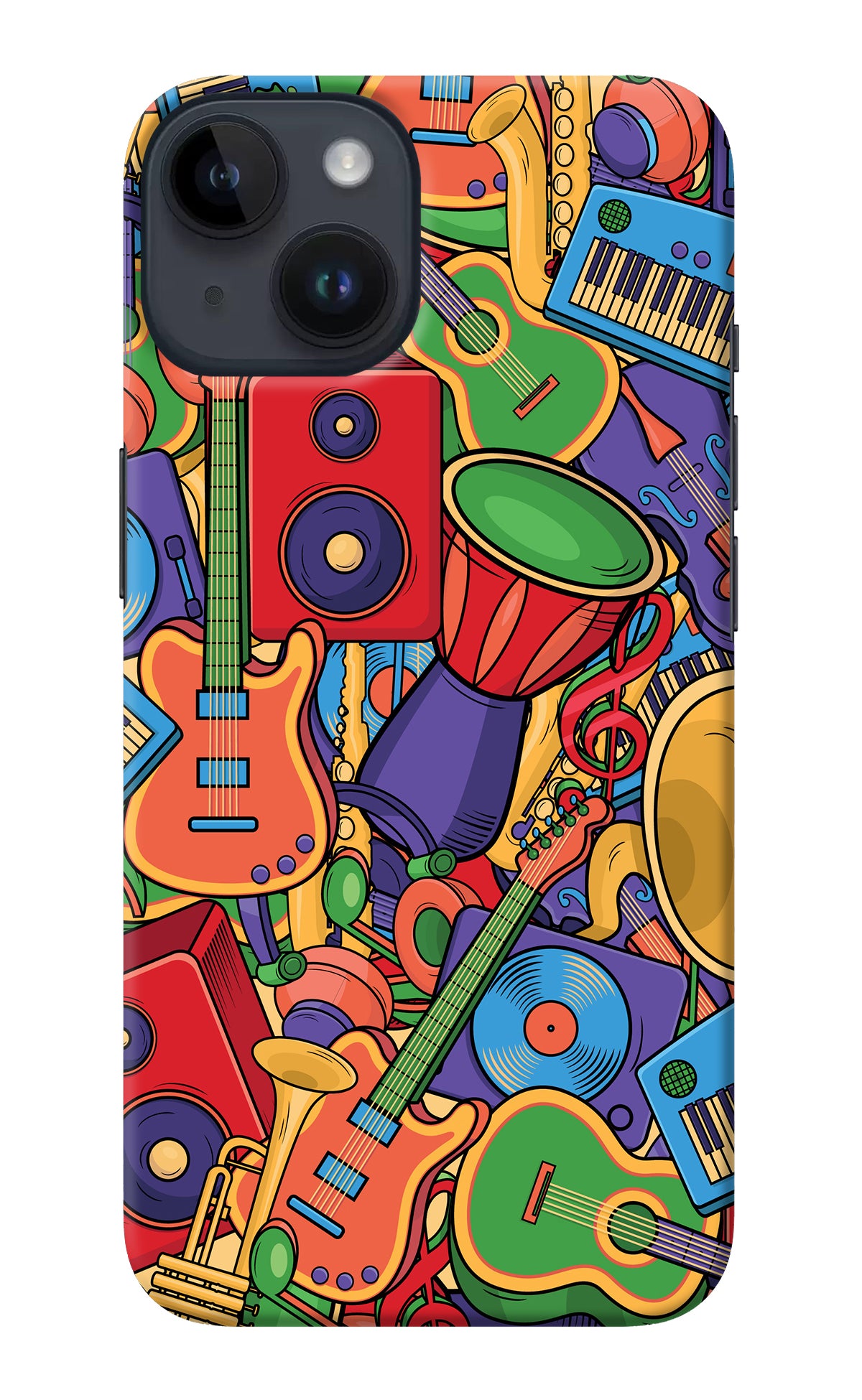 Music Instrument Doodle iPhone 14 Back Cover